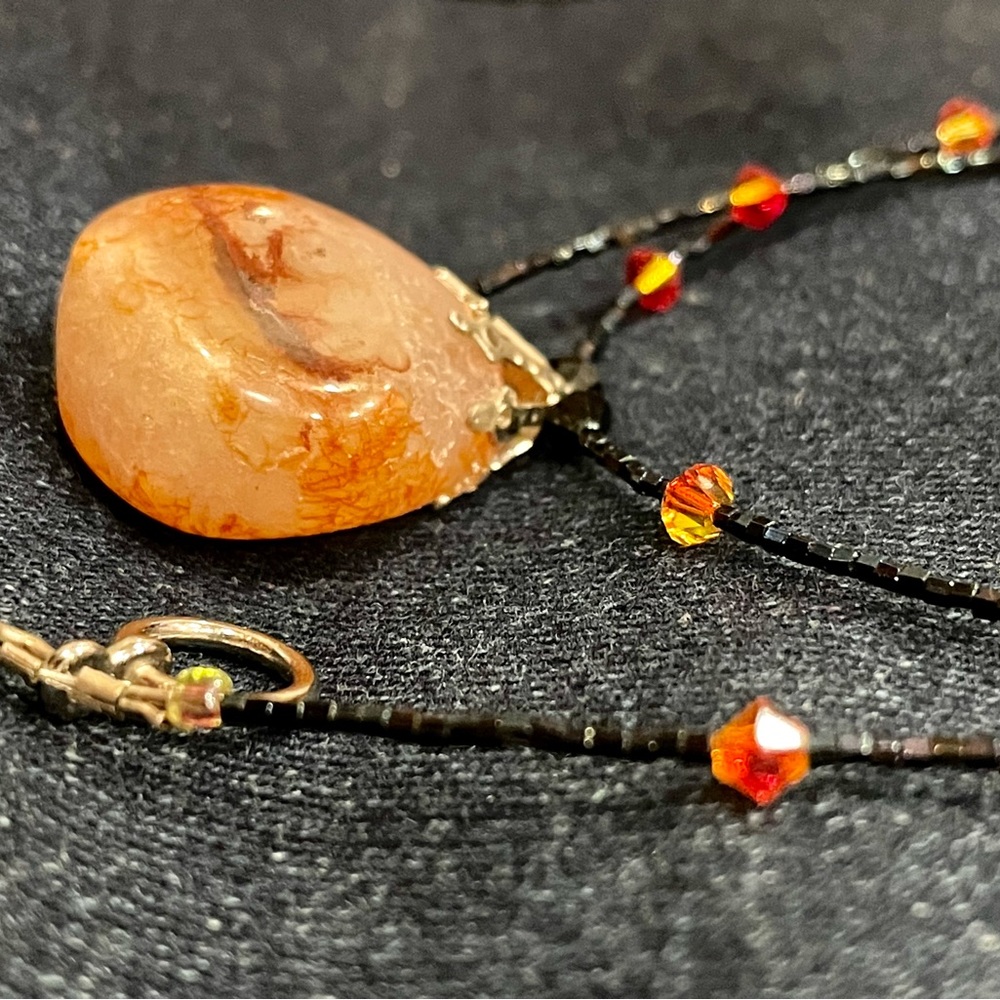 Artisan made seadbead quartz necklace
